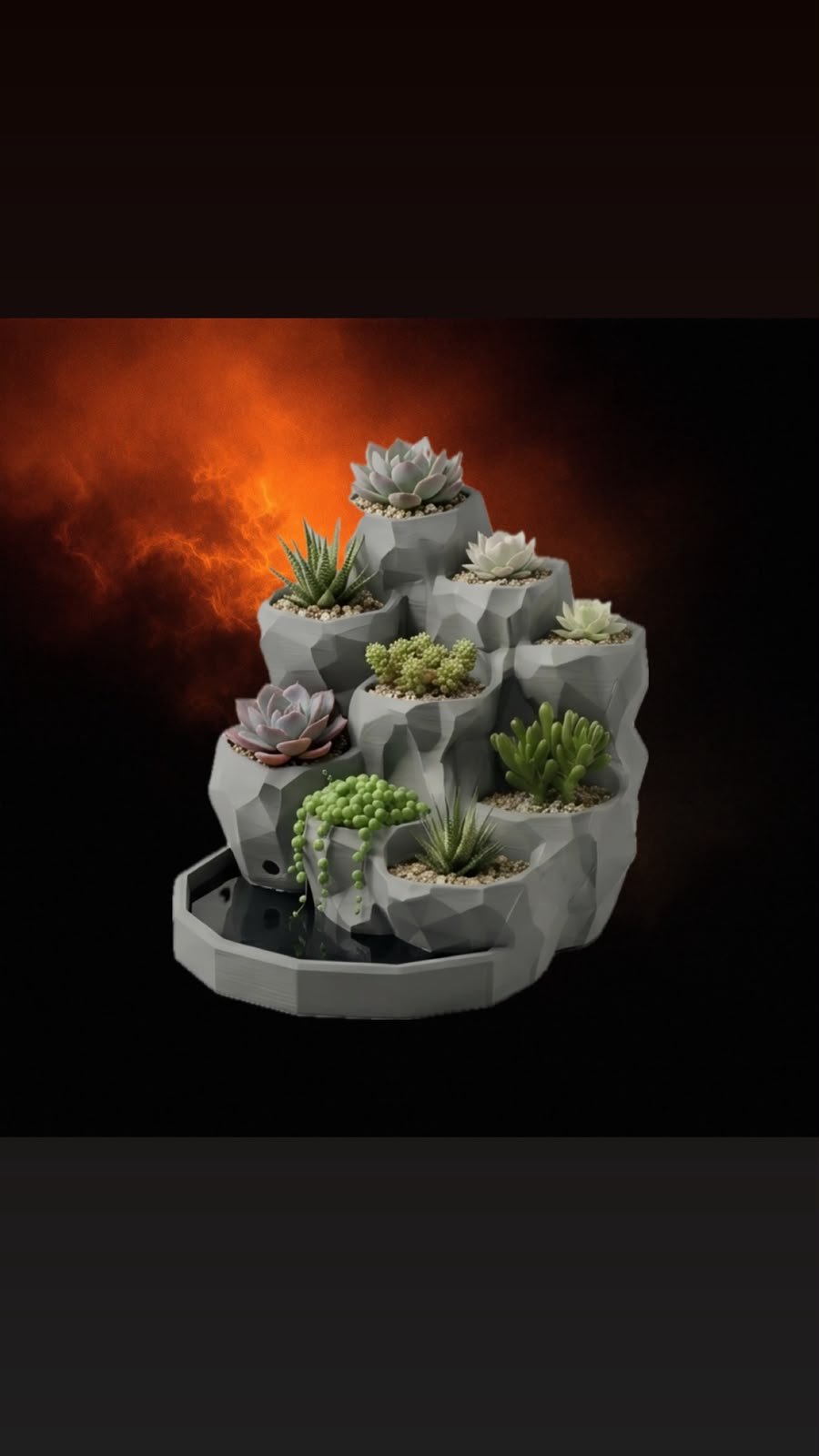 Multi-Tier Geometric Rock Planter